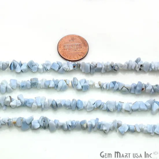 Natural Chip Beads, 34 Inch, Genuine Chip Strands, Drilled Strung Nugget Beads, 3-7mm, Polished, GemMartUSA (70001) Blue Opal {1}