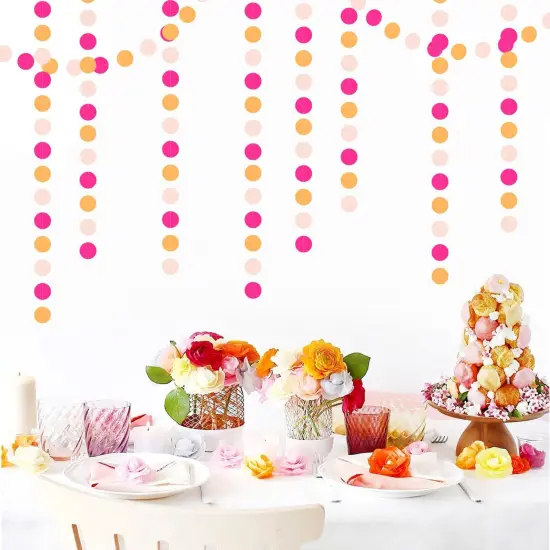 Hot-Pink Burnt-Orange Fall Party-Decorations Garland - 64Ft Birthday Baby Shower Paper Streamers Banner,Sunset Autumn Thanksgiving Bridal Wedding Graduation Backdrop Decor {3}
