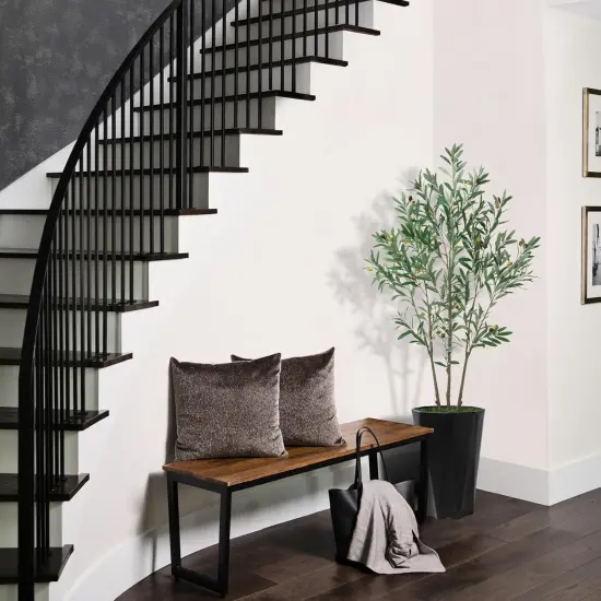 Artificial Olive Tree 5FT - Faux Plant with Black Diamond Planter - Tall Fake Olive Floor Plant Potted - Artificial Silk Tree for Home Office Living Room Decor Indoor {2}