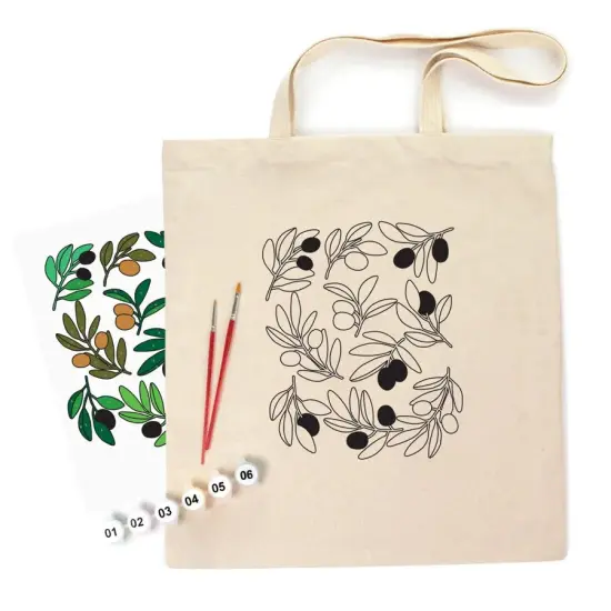Rosa Talent Olives - Shopper Coloring Kit. Ecobag Painting Kit, Cotton 0.03 lb/in2, 14.96*16.54 inches. {1}