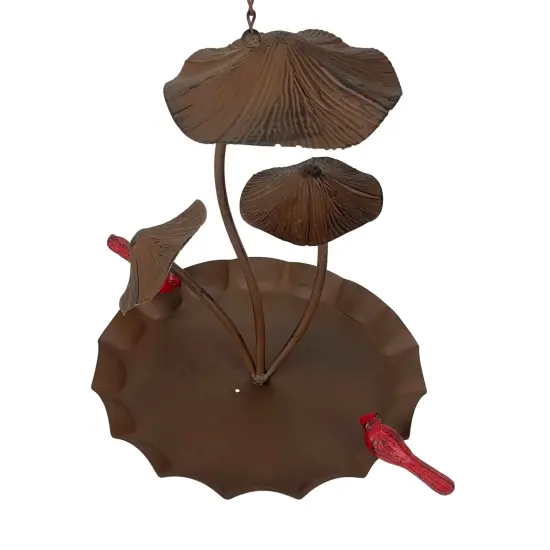 Rustic Brown Triple Mushroom Bird Feeder &ndash; Pie Plate Tray, Farmhouse Decor {4}