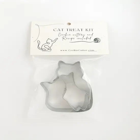 Cat Treat Kit &ndash; 2-Piece Cat & Fish Cookie Cutter Set &ndash; DIY Homemade Cat Treats with Healthy Recipe &ndash; Fun Baking Gift for Cat Lovers DT602 {1}