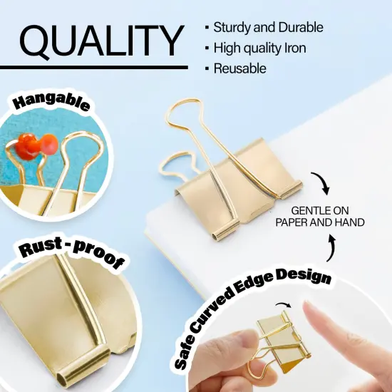 BAZIC Medium 1 1/4" (32mm) Assorted Color Metallic Binder Clip (6/Pack) {3}