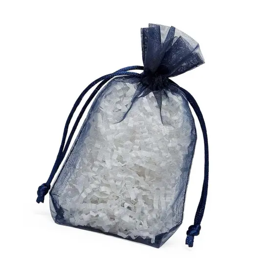 Flat Bottom Organza Bags 5 1/2 '' X 1 1/2 '' X 10 1/2 '' for Decorative Gift Wrap Navy {3}