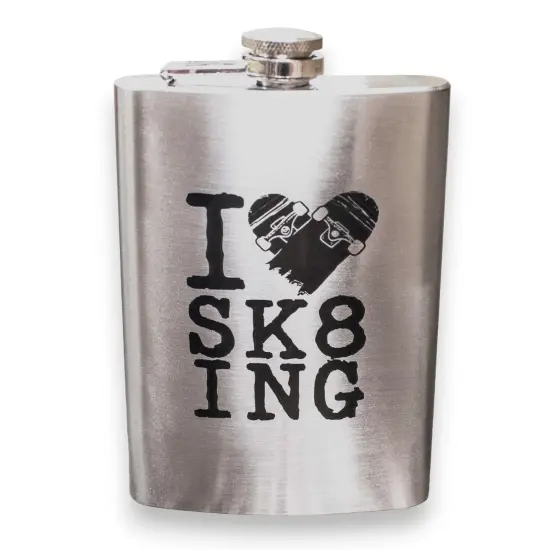 8oz I Love Skating Stainless Steel Flask {2}