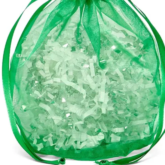 Wide Round Flat Bottom Organza Bags 6 1/2 '' X 4 '' X 7 '' for Gift Packaging Emerald {5}