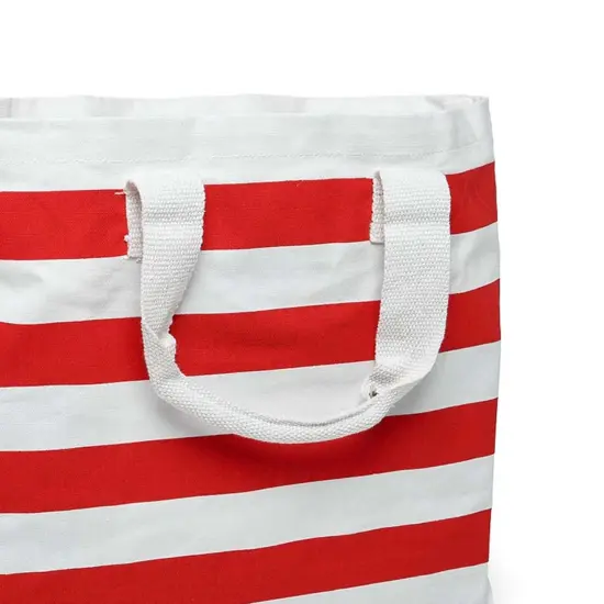 Durable Stripe Canvas Tote 17 5/16 '' x 4 1/4 '' x 14 '' with Spacious Design {6}