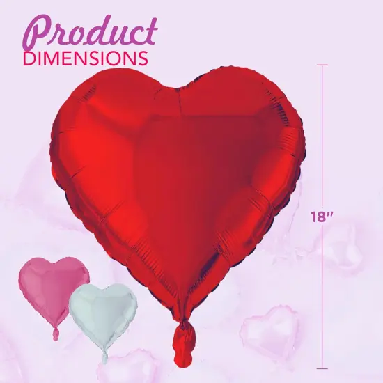 4E's Novelty 15 Pack 18 Inch Heart Foil Balloons - White, Red and Pink Balloons {5}