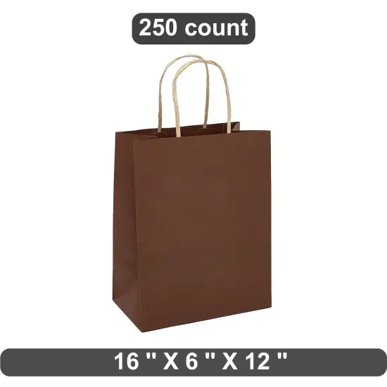 Large Kraft Shopping Bag 16" x 6" x 12" {1}
