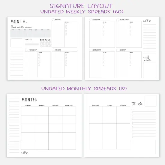 Undated Planner - Signature Layout, Spiral Bound - "Fuchsia Strokes" (#004) {2}