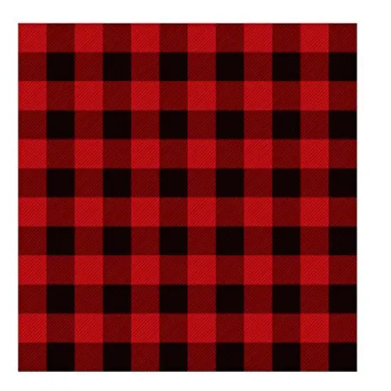 Red & Black Buffalo Plaid Edible Cake Topper-1/4 Sheet {1}