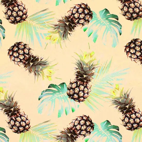 Polaroid Pineapples Printed Spandex Fabric {1}