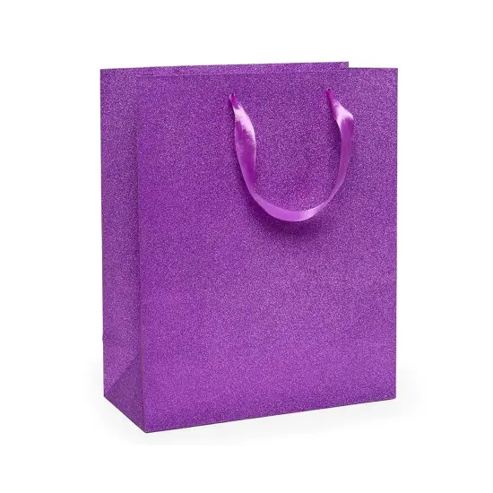 10 1/4'' x 4 3/4'' x 12 5/8'' Glitter Grain Bags for Special Occasions Purple {2}