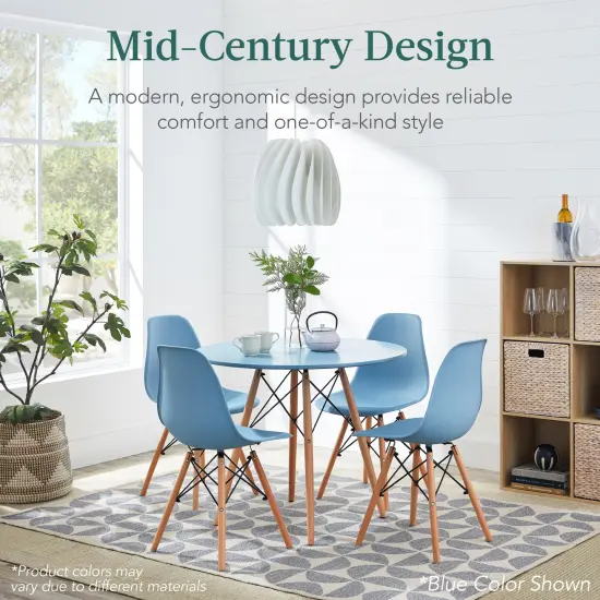 Best Choice Products 5-Piece Compact Mid-Century Modern Dining Set w/ 4 Chairs, Wooden Legs Dark Green/Walnut {3}