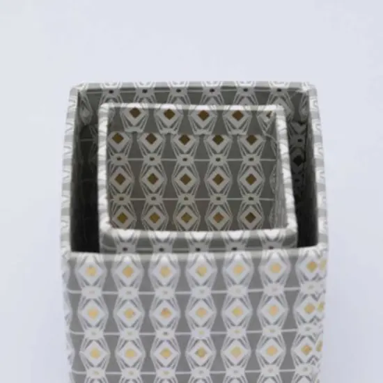 Handmade Geometric Square Pen Holder/Pen Stand -Set of 2 {5}