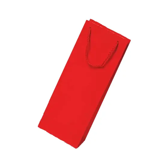 Deluxe Glossy Paper Wine Bottle Euro Tote 5" x 3" x 13 1/4" Red {4}
