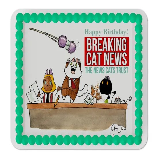 1/4 Sheet Breaking Cat News Edible Cake Topper Kit {2}