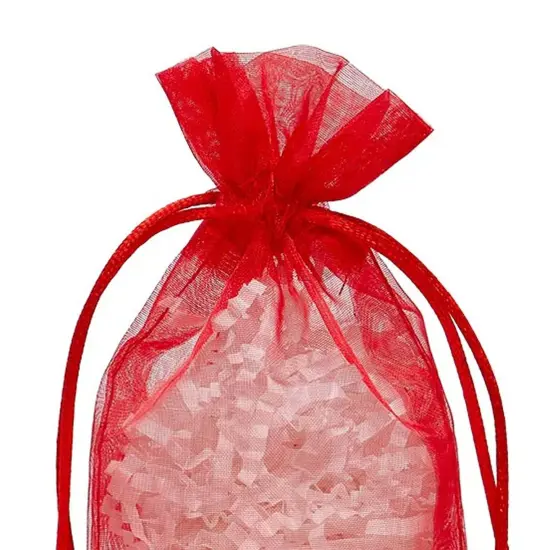 Flat Bottom Organza Bags 3 1/2 '' X 1 '' X 5 1/2 '' for Elegant Gifts Red {4}