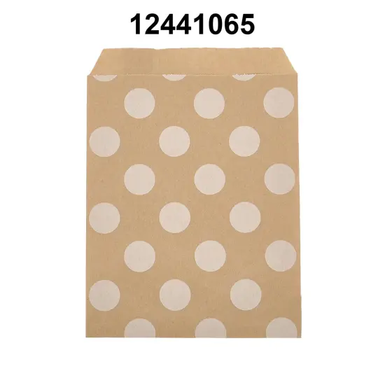 Compact White Paper Merchandise Bags 6 3/8" x 8 1/2" White Dots {3}