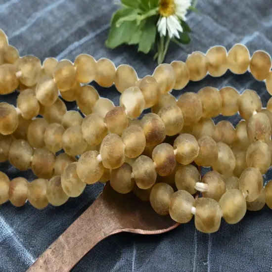 10-11mm Brown Blended Glass Chunky Recycled Glass Beads (20" Strand) {2}