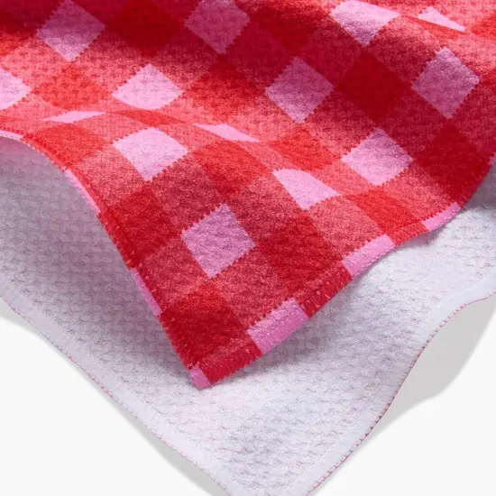 RED & PINK GINGHAM TEA TOWEL {2}