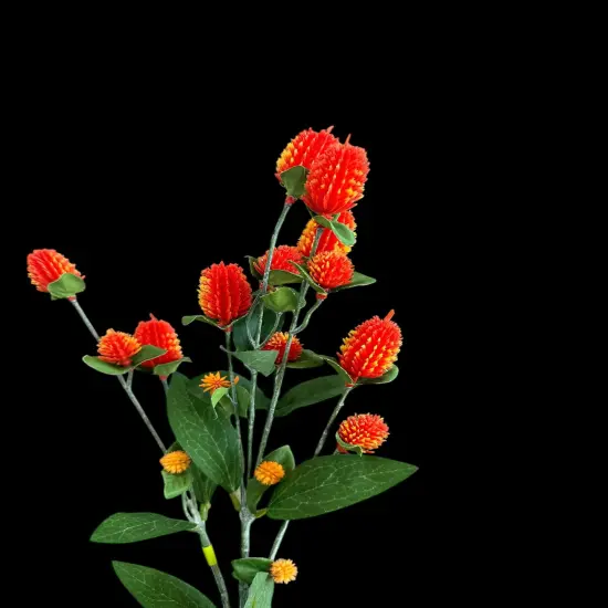 27'' Artificial Orange Globosa Spray - 7 Stems for Floral & Home Decor-63675OR {2}