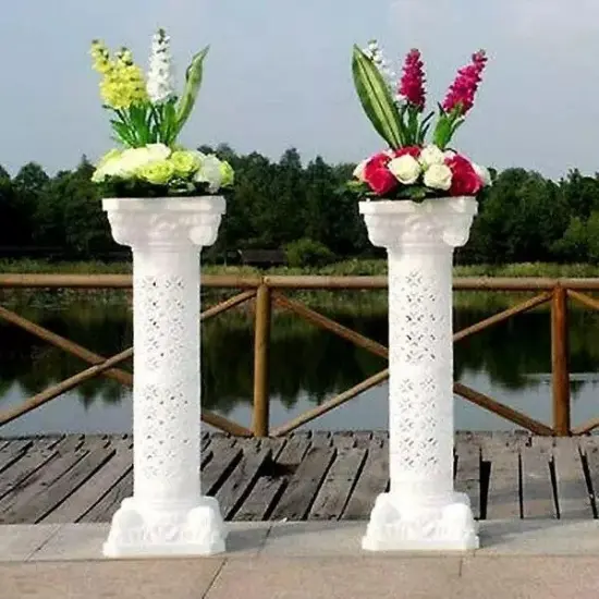4 White 42-Inch ADJUSTABLE Roman Columns PLANT PEDESTAL STANDS Party Decorations {4}