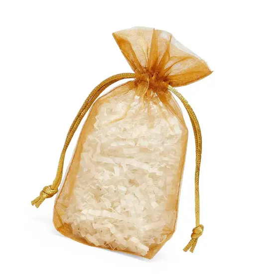 Flat Bottom Organza Bags 3 1/2 '' X 1 '' X 5 1/2 '' for Wedding Favor Bags Old Gold {3}