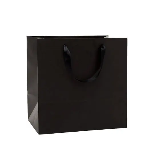 Colorful Kraft Euro Tote 16" x 6" x 12" with Satin Handles Black {2}