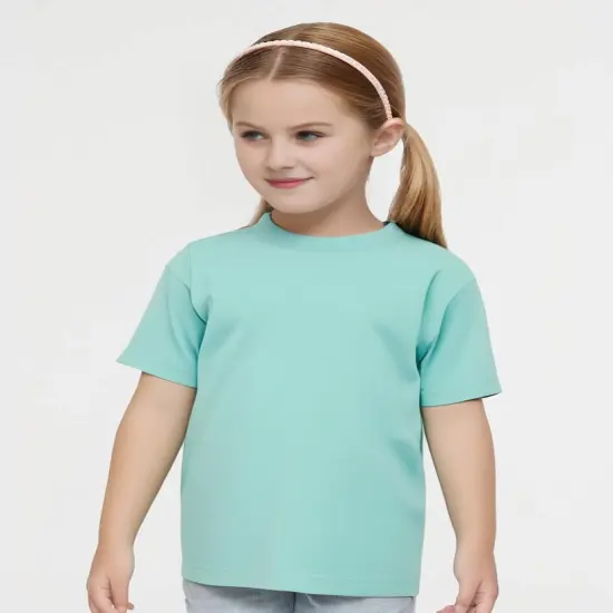 Rabbit Skins &reg; Toddler Girls' Ruffle Neck Fine Jersey Crewneck Short Sleeve Tee Chill {1}