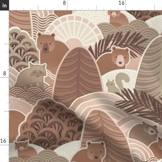 Various Fabrics by the Yard or Fat Quarter Bears Autumn Nature Earth Tone Animals Woodland Raccoon Squirrel Trees Abstract Geometric Soft Brown Kids Room Custom Printed Fabric by Spoonflower {2}