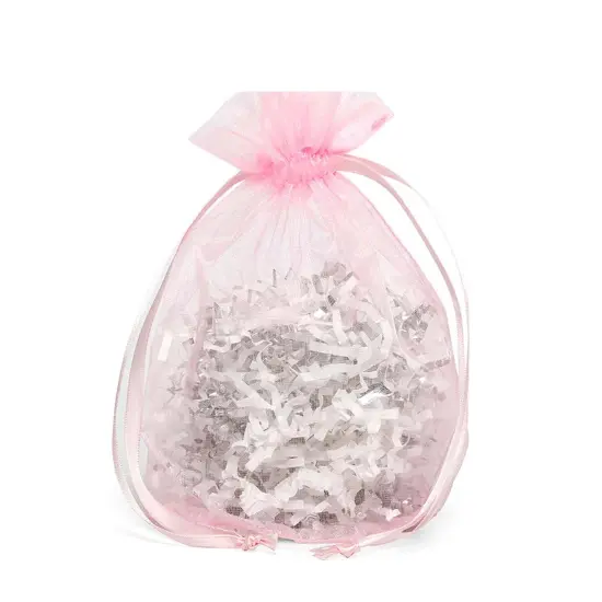 Wide Round Flat Bottom Organza Bags 6 1/2 '' X 4 '' X 7 '' for Packaging Pink {2}
