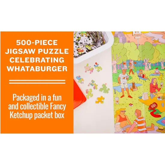 Blue Star Press: Whataburger Fancy Ketchup Puzzle - 500 Pieces - Park Picnic Scene, 20" x 20" High-Quality Jigsaw, Fun Collectible Condiment Packaging {4}