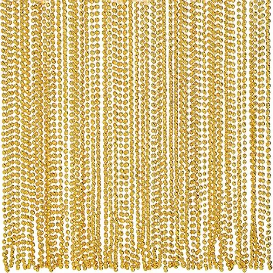 4E's Novelty 72 Pack Gold Beads Necklaces Bulk for St Patricks Day Beads Mecklace, Mardi Gras Beads, Great for Pirate Themed Party Supplies, Gatsby Roaring 20's 1920s Accessories Favors {1}