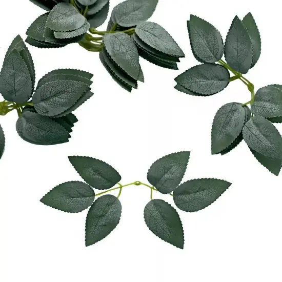 100 Frosted Green Faux Bulk ROSE LEAVES Artificial Greenery Party Decorations {1}