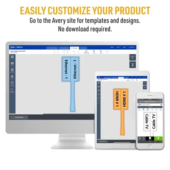 Avery Cable Labels, P-Style Self-Adhesive Cord Labels, 1.02" x 3.3", 8 Colors, Tear-Resistant Wire Labels, Laser/Inkjet and Handwrite-Compatible, 240 Wire Marking Labels Total (61541) {3}