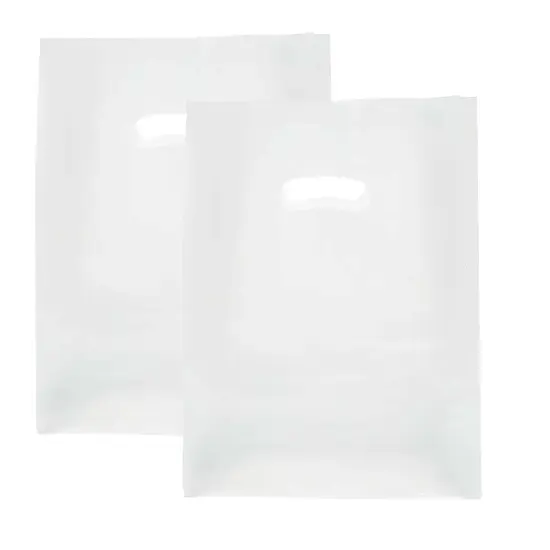 Frosted Plastic Bags with Die Cut Handles 7 3/4'' x 3 1/2'' x 15'' {4}