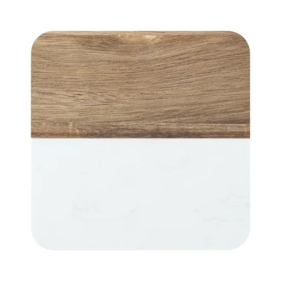 Craft Express 4 Pack Engravable Square Marble and Wood Coasters &ndash; 4"x4" Laser-Ready {3}
