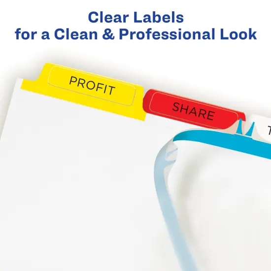 Avery 5 Tab Dividers for 3 Ring Binder, Easy Print & Apply Clear Label Strip, Index Maker Customizable Multicolor Tabs, 25 Sets (11423) {3}