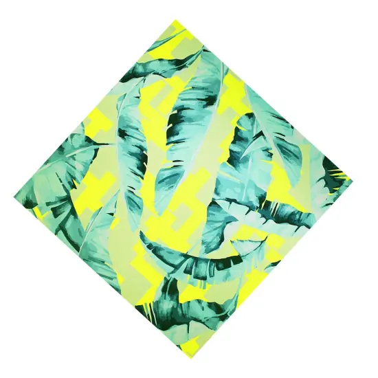 Banana Leaves on Tetris Printed Spandex Fabric {3}