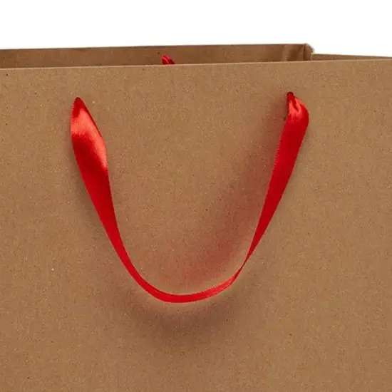 Kraft Euro Tote 13" x 5" x 9" with Satin Ribbon Handles Red {5}