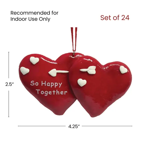 Roman Club Pack of 24 Red and White "So Happy Together" Hearts Valentine's Day Ornaments 4.25" {4}