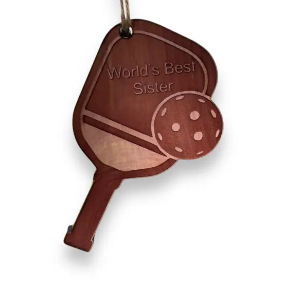 Worlds Best Sister Pickleball - Cedar Ornament {1}
