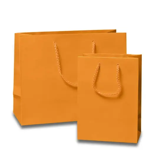 8'' x 4'' x 10'' Glossy Paper Totes Perfect for Jewelry Packaging Tangerine {2}