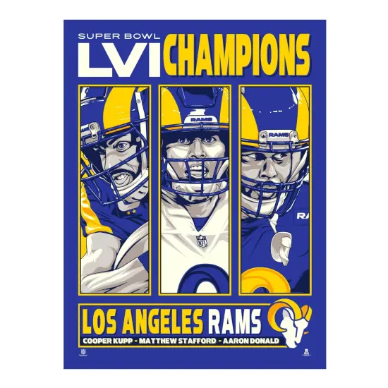 Phenom Gallery Los Angeles Rams Super Bowl LVI Champs 18" x 24" Serigraph {3}