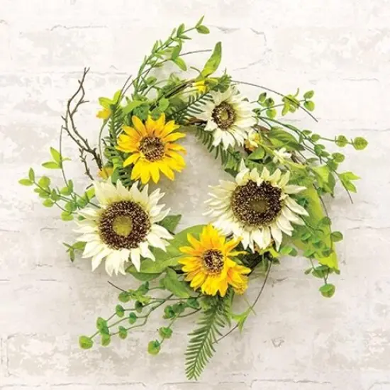 6.5" Summer Summit Candle Ring with Cream-Yellow Flowers and Brown Paper-Wrapped Base {2}