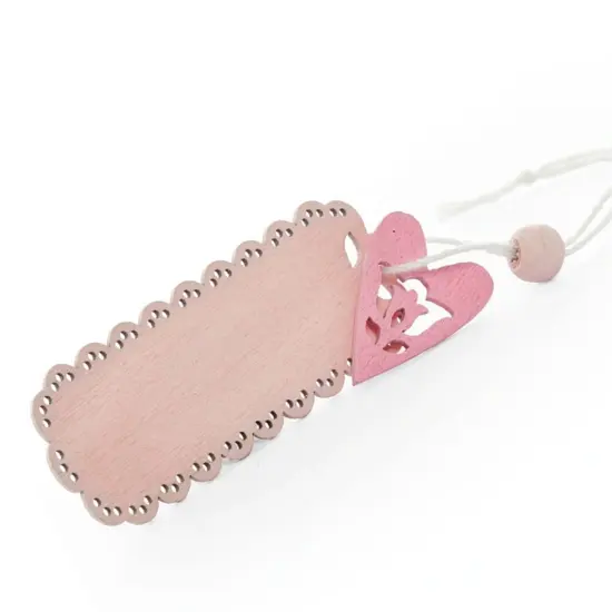 Pre-Strung Wooden Pink Tags 1'' X 2 1/2'' Durable Design {3}