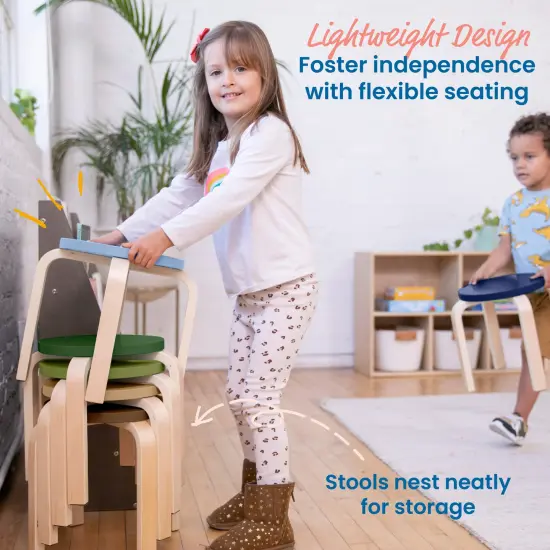 Bentwood Stackable Stools, Classroom Furniture, 6-Piece Earthtone {3}
