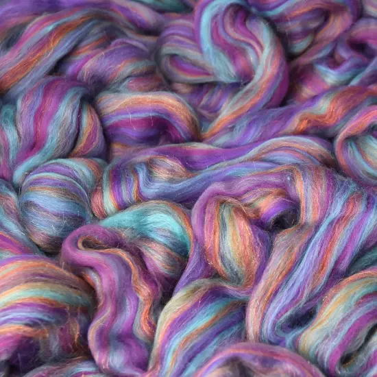 Designer Blend Superfine Merino and Stellina Top Roving. Fancy, Colorful, Exotic - Limited Edition. Fata Morgana {4}
