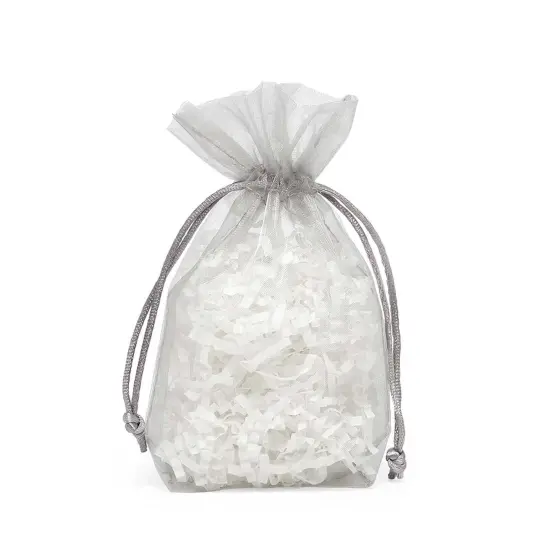 Flat Bottom Organza Bags 3 1/2 '' X 1 '' X 5 1/2 '' for Elegant Party Bags Silver {2}